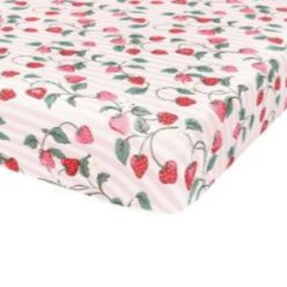 Strawberry Crib Sheet 16x32 | Baby/Toddler Fitted Sheet NIP Floral Fruit Print
